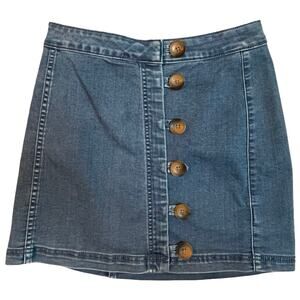 Free People Denim Button-Front Mini Skirt Size 2